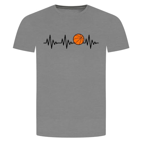 Herzschlag Basketball T-Shirt - EKG Dunking Korbleger Grau Meliert M von absenda
