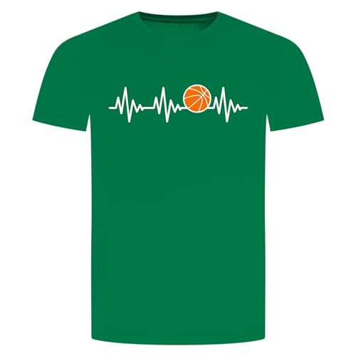 Herzschlag Basketball T-Shirt - EKG Dunking Korbleger Grün L von absenda