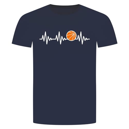 Herzschlag Basketball T-Shirt - EKG Dunking Korbleger Navy Blau L von absenda