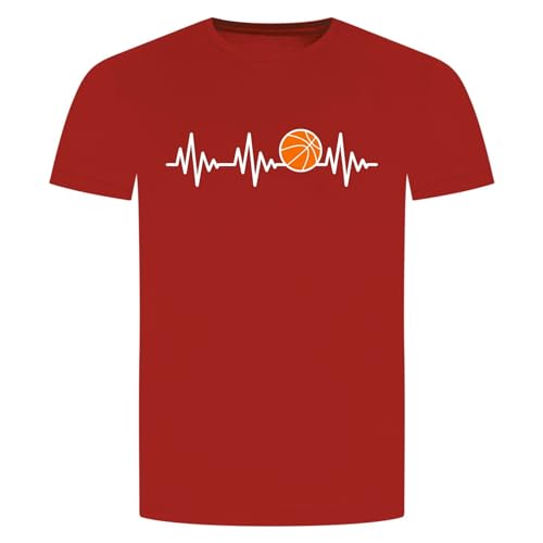 Herzschlag Basketball T-Shirt - EKG Dunking Korbleger Rot M von absenda