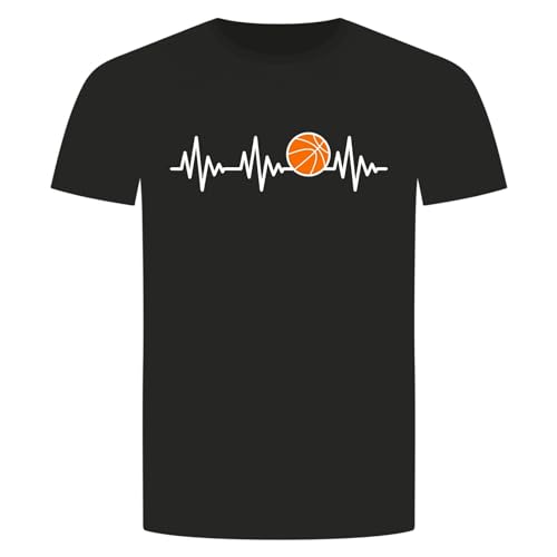 Herzschlag Basketball T-Shirt - EKG Dunking Korbleger Schwarz 2XL von absenda