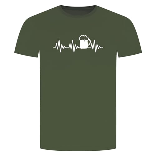 Herzschlag Bier T-Shirt - EKG Pils Alkohol Weizen Maß Trinken Beer Militärgrün L von absenda