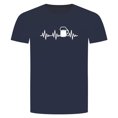 Herzschlag Bier T-Shirt - EKG Pils Alkohol Weizen Maß Trinken Beer Navyblau L von absenda