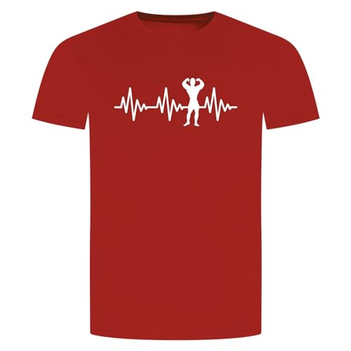 Herzschlag Bodybuilding T-Shirt - EKG Muskeln Krafttraining Bizeps Fitness Rot L von absenda