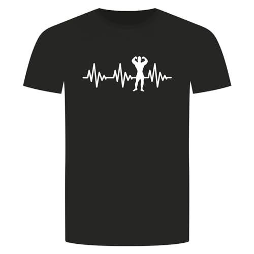 Herzschlag Bodybuilding T-Shirt - EKG Muskeln Krafttraining Bizeps Fitness Schwarz L von absenda