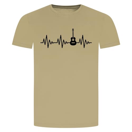 Herzschlag Gitarre T-Shirt - EKG Guitare Akustik E- Elektro Instrument Musik Beige S von absenda