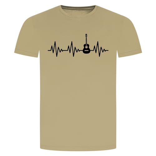 Herzschlag Gitarre T-Shirt - EKG Guitare Akustik E- Elektro Instrument Musik Beige XL von absenda