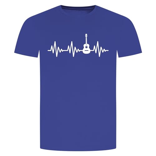 Herzschlag Gitarre T-Shirt - EKG Guitare Akustik E- Elektro Instrument Musik Blau M von absenda