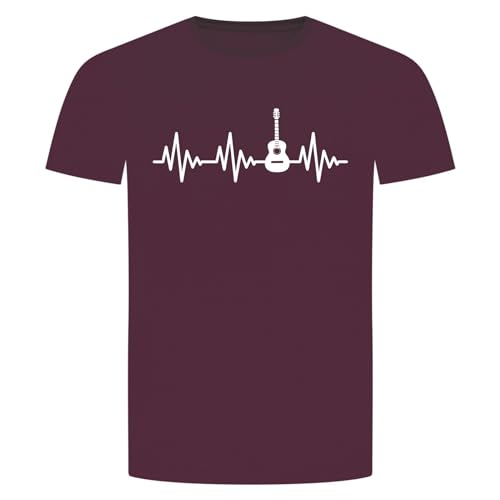 Herzschlag Gitarre T-Shirt - EKG Guitare Akustik E- Elektro Instrument Musik Bordeauxrot 2XL von absenda