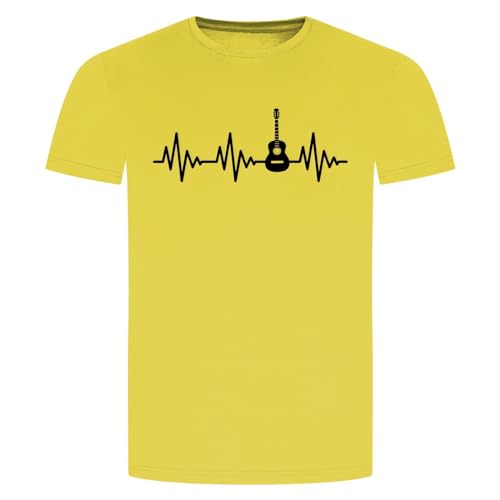 Herzschlag Gitarre T-Shirt - EKG Guitare Akustik E- Elektro Instrument Musik Gelb 2XL von absenda