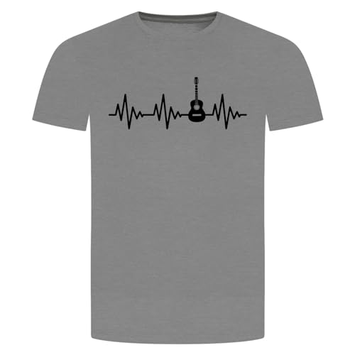 Herzschlag Gitarre T-Shirt - EKG Guitare Akustik E- Elektro Instrument Musik Graumeliert L von absenda