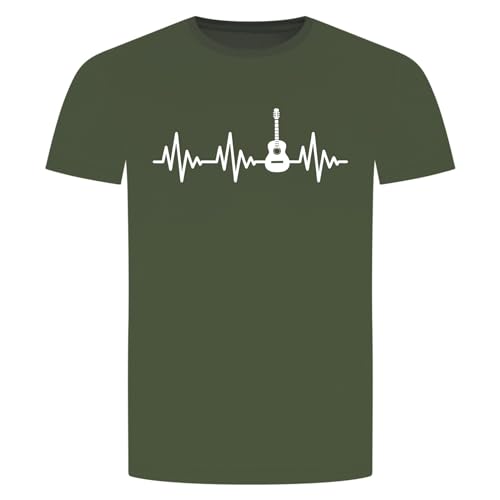 Herzschlag Gitarre T-Shirt - EKG Guitare Akustik E- Elektro Instrument Musik Militärgrün L von absenda
