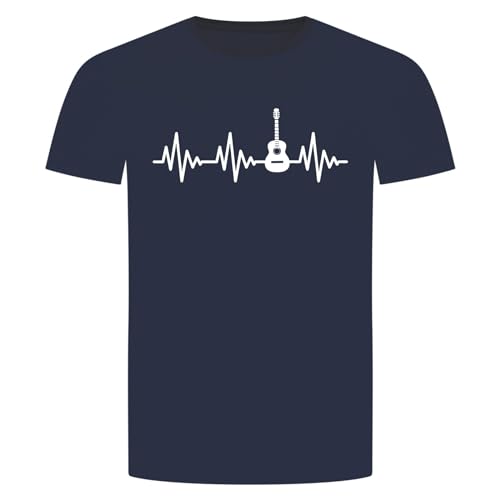 Herzschlag Gitarre T-Shirt - EKG Guitare Akustik E- Elektro Instrument Musik Navyblau L von absenda