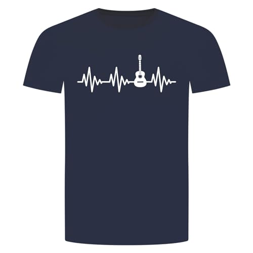 Herzschlag Gitarre T-Shirt - EKG Guitare Akustik E- Elektro Instrument Musik Navyblau M von absenda