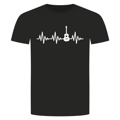 Herzschlag Gitarre T-Shirt - EKG Guitare Akustik E- Elektro Instrument Musik Schwarz 2XL von absenda