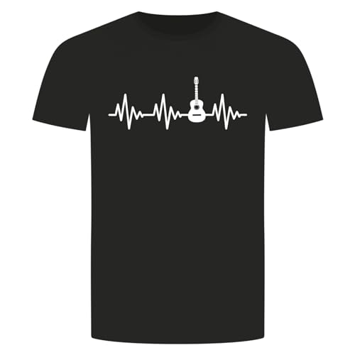 Herzschlag Gitarre T-Shirt - EKG Guitare Akustik E- Elektro Instrument Musik Schwarz XL von absenda