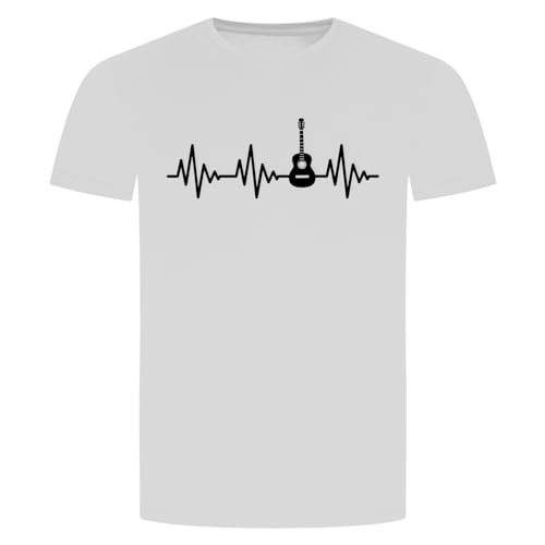 Herzschlag Gitarre T-Shirt - EKG Guitare Akustik E- Elektro Instrument Musik Weiss L von absenda