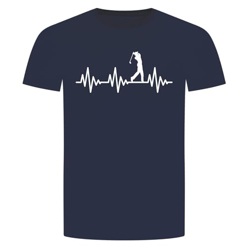 Herzschlag Golf T-Shirt - EKG Golfspiel Golfsport Golfplatz Ball Rasen Navy Blau 2XL von absenda