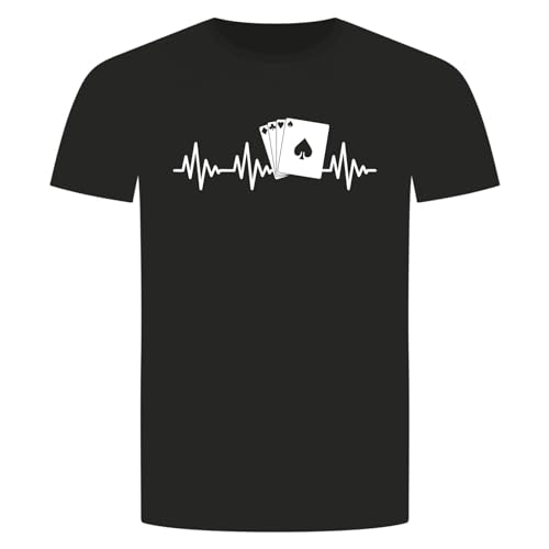 Herzschlag Kartenspiel T-Shirt - EKG Poker Skat Casino Pik Karo Kreuz Herz Schwarz 3XL von absenda