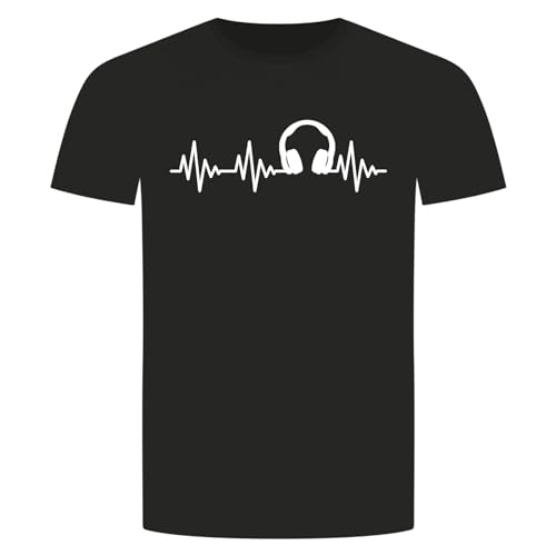 Herzschlag Kopfhörer T-Shirt - EKG Musik Sound Techno Rock Rap Hip Hop Schwarz 4XL von absenda