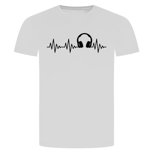 Herzschlag Kopfhörer T-Shirt - EKG Musik Sound Techno Rock Rap Hip Hop Weiß M von absenda