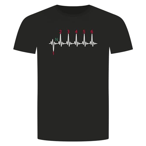 Herzschlag Motorrad Schaltung T-Shirt - EKG Gang Raser Autobahn Neutral Schwarz L von absenda