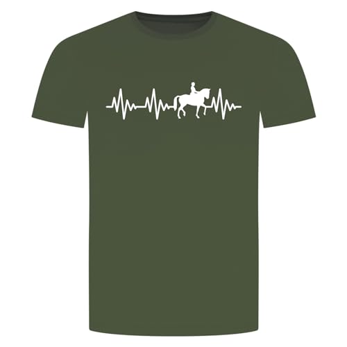 Herzschlag Pferd T-Shirt - EKG Pony Stute Gaul Ross Horse Hof Stall Militär Grün S von absenda