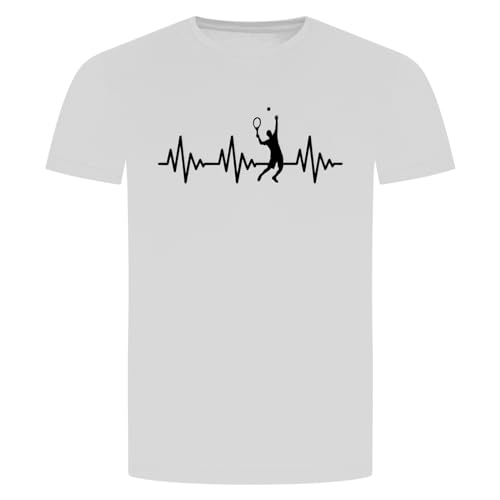 Herzschlag Tennis T-Shirt - EKG Ball Schläger Ballspiel Netz Weiss L von absenda