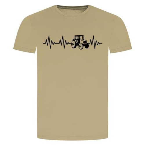 Herzschlag Traktor T-Shirt - EKG Trecker Landwirt Schlepper Mähdrescher Bauer Beige M von absenda