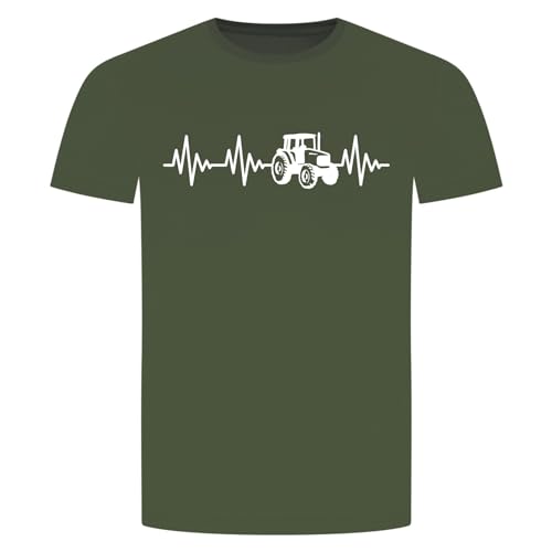 Herzschlag Traktor T-Shirt - EKG Trecker Landwirt Schlepper Mähdrescher Bauer Militär Grün M von absenda