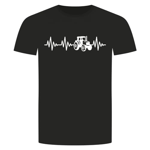 Herzschlag Traktor T-Shirt - EKG Trecker Landwirt Schlepper Mähdrescher Bauer Schwarz XL von absenda