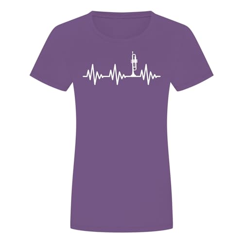 Herzschlag Trompete Damen T-Shirt - EKG Blechblasinstrument Musik Blas Noten Lila S von absenda