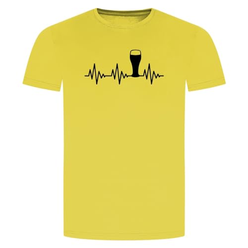 Herzschlag Weizen T-Shirt - EKG Bier Pils Alkohol Kneipe Saufen Beer Maß Gelb 2XL von absenda