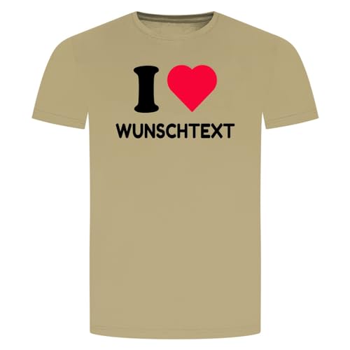 I Love Wunschtext T-Shirt - Wunschstadt Wunschname Stadt Name Geschenk Beige L von absenda