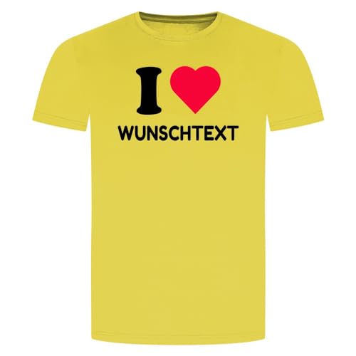 I Love Wunschtext T-Shirt - Wunschstadt Wunschname Stadt Name Geschenk Gelb L von absenda