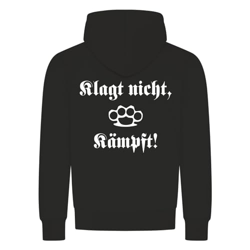 absenda Klagt Nicht Kämpft Kapuzenpullover - Schlagring Hooligan Kampf Chopper Motorrad Schwarz 2XL von absenda