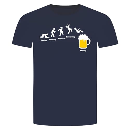 Montag Freitag Bier T-Shirt - Dienstag Mittwoch Woche Wochenende Saufen Alkohol Navy Blau L von absenda