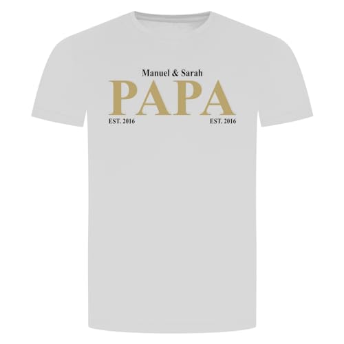 Papa Kinder Geburtsjahr T-Shirt - Personalisiert Familiie Geschenk Vater Weiss XL von absenda