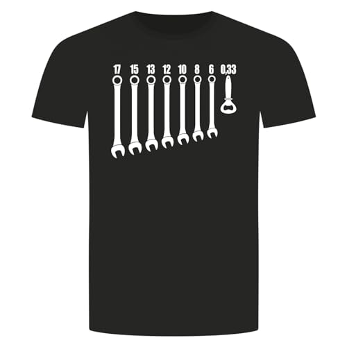 Schraubenschlüssel Flaschenöffner T-Shirt - Bier Werkzeug Handwerker Mechaniker Schwarz 4XL von absenda