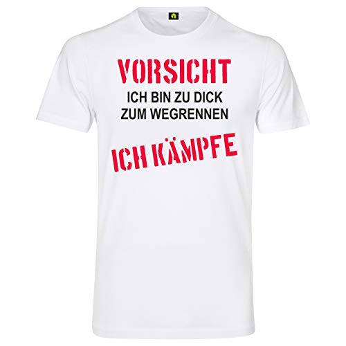 Zu Dick zum Wegrennen T-Shirt - Vorsicht Ich Kämpfe Fettsack Fight Kampf Weiß 2XL von absenda