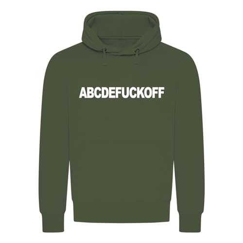 absenda ABCDEFUCKOFF Kapuzenpullover - Festival Rave Party Alkohol Kater Arbeit Militär Grün M von absenda