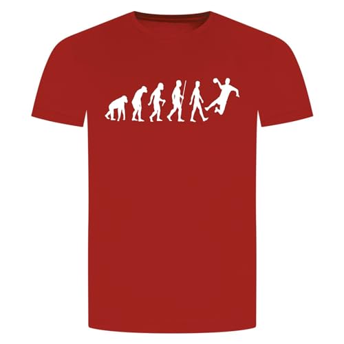 Evolution Handball T-Shirt - Handballer Handballspiel Werfen Sprungwurf Rot S von absenda