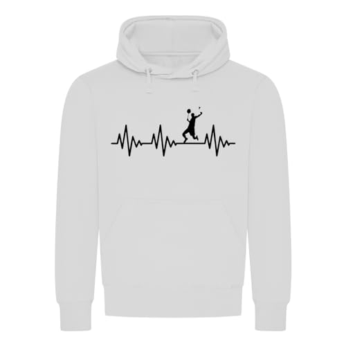 absenda Herzschlag Badminton Kapuzenpullover - EKG Federball Sport Schläger Ball Netz Weiss S von absenda