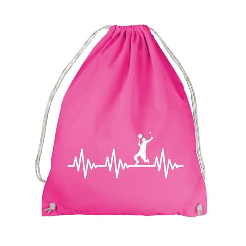 absenda Herzschlag Badminton Turnbeutel - EKG Federball Sport Schläger Ball Netz Pink von absenda