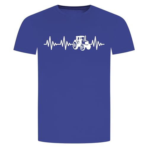 Herzschlag Traktor T-Shirt - EKG Trecker Landwirt Schlepper Mähdrescher Bauer Blau 2XL von absenda