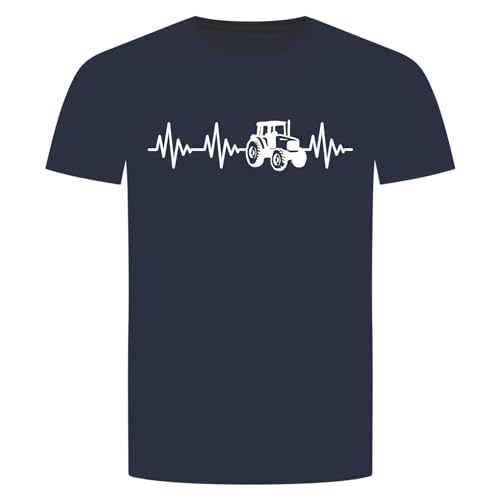 Herzschlag Traktor T-Shirt - EKG Trecker Landwirt Schlepper Mähdrescher Bauer Navy Blau 2XL von absenda