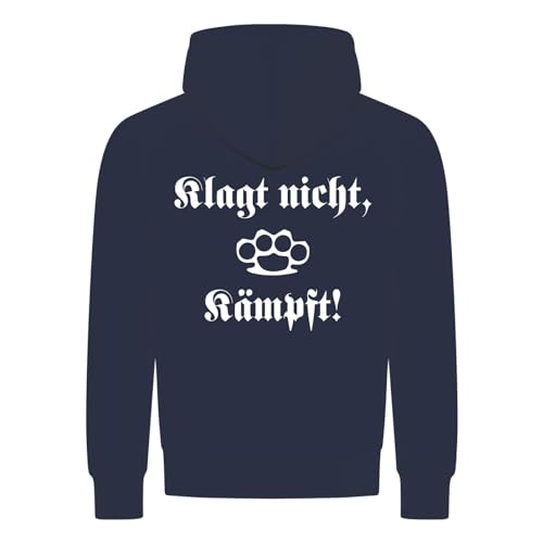 absenda Klagt Nicht Kämpft Kapuzenpullover - Schlagring Hooligan Kampf Chopper Motorrad Navy Blau XL von absenda