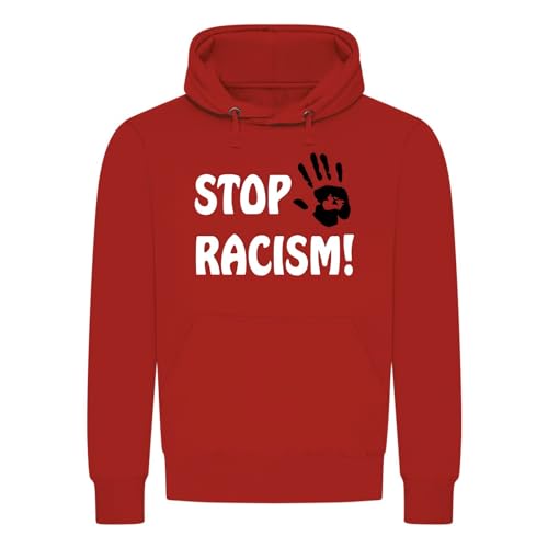 absenda Stop Racism Kapuzenpullover - Anti Rassismus Ausländer Flüchtlinge Kultur Rot XL von absenda