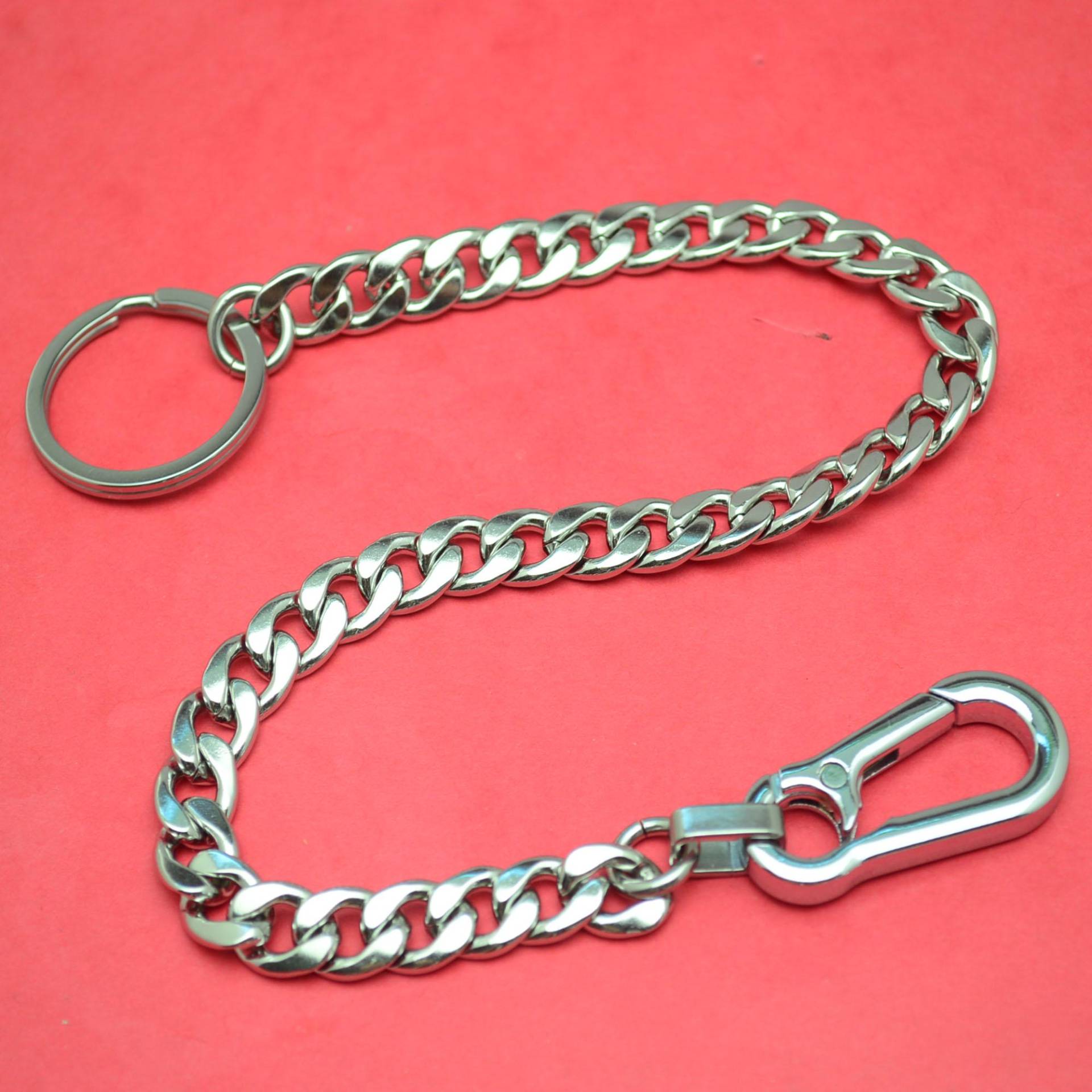 Schlüsselkette Panzerkette 36 cm Lang Hosenkette Edelstahl Karabiner Silber Abverkauf Sold Out von abverkaufSoldout