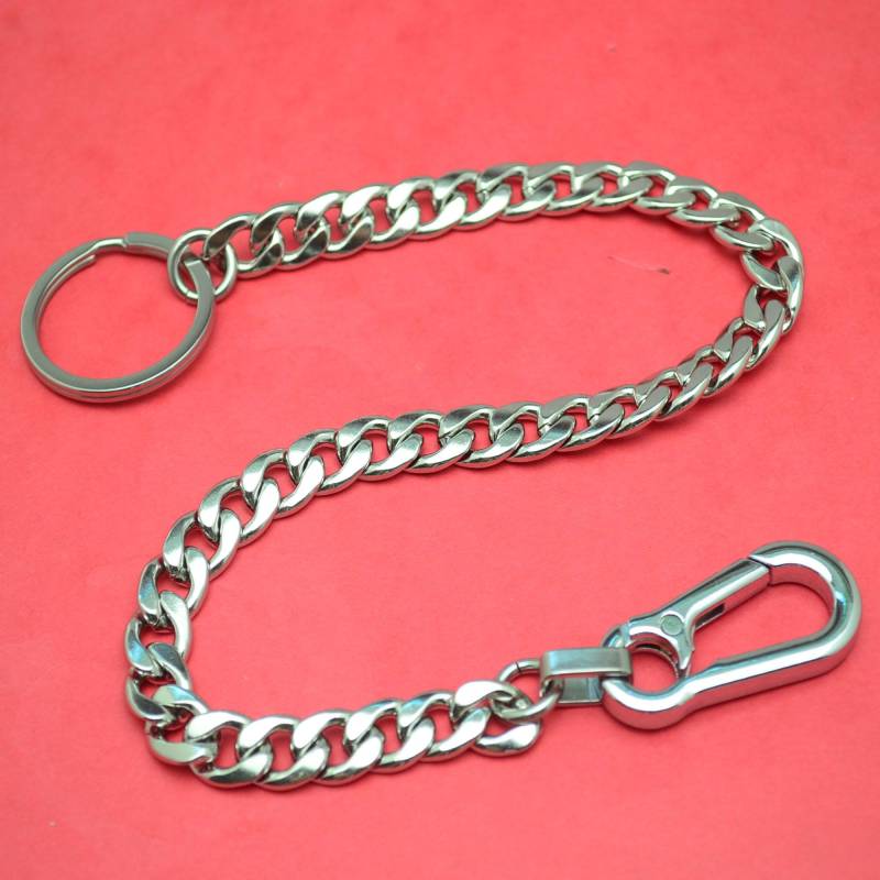Schlüsselkette Panzerkette 36 cm Lang Hosenkette Edelstahl Karabiner Silber Abverkauf Sold Out von abverkaufSoldout